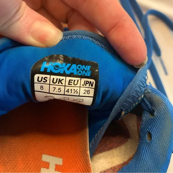 Hoka One One Blue Mandarin Red Pro Fly Running Shoes Size 8