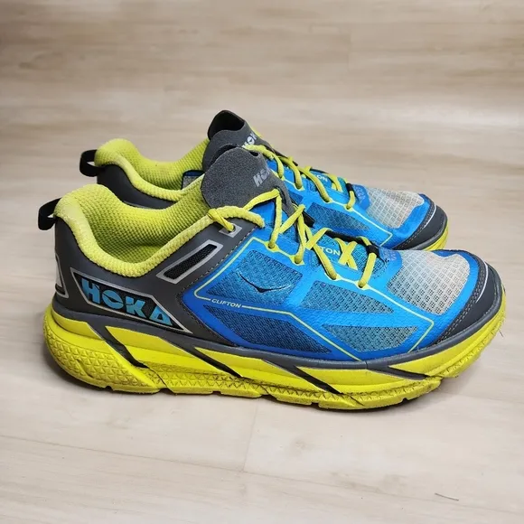 Hoka One One Clifton 1 Running Shoes 1101943 Blue Gray Green Men's Size 9.5