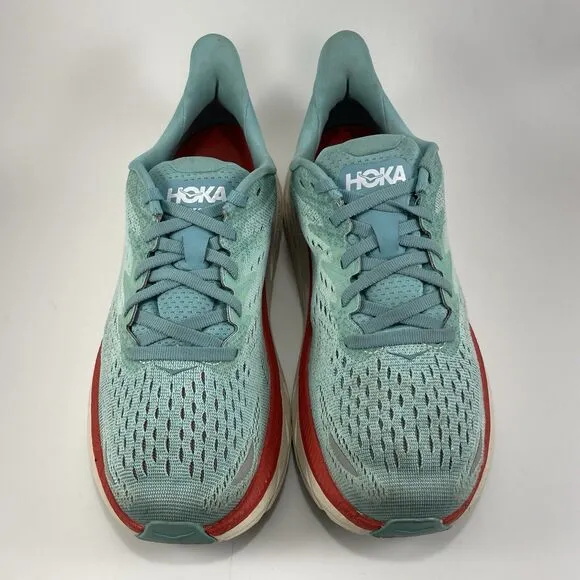 Hoka One One Clifton 8 Running Shoes Womens Size 7.5 B Blue Athletic Aquarelle