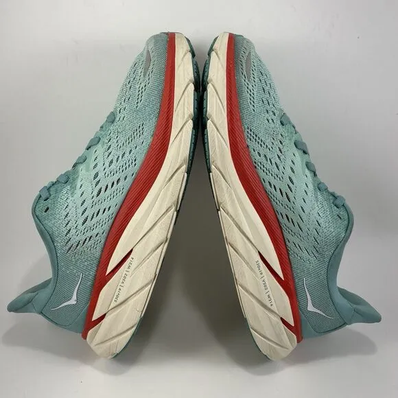 Hoka One One Clifton 8 Running Shoes Womens Size 7.5 B Blue Athletic Aquarelle