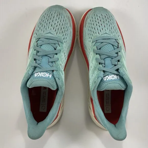 Hoka One One Clifton 8 Running Shoes Womens Size 7.5 B Blue Athletic Aquarelle