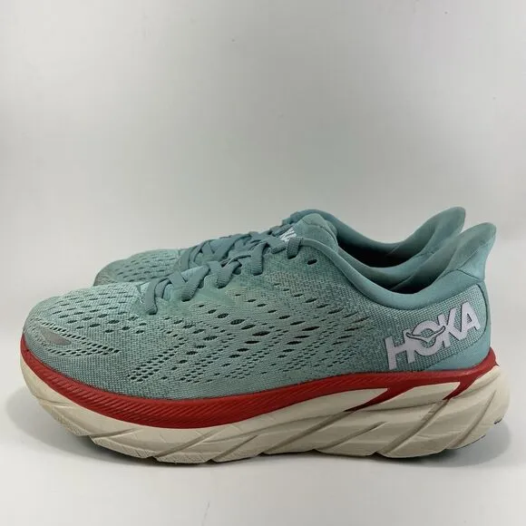 Hoka One One Clifton 8 Running Shoes Womens Size 7.5 B Blue Athletic Aquarelle