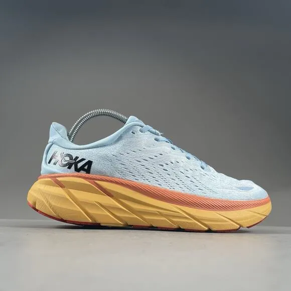 Hoka One One Clifton 8 Womens 7 D Blue Running Shoe Athletic Sneaker 1121375 SSF