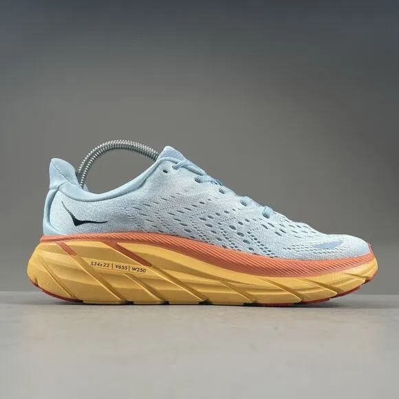 Hoka One One Clifton 8 Womens 7 D Blue Running Shoe Athletic Sneaker 1121375 SSF