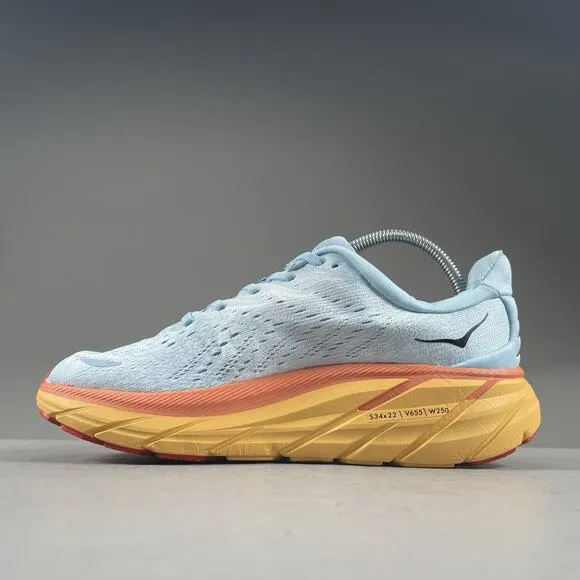 Hoka One One Clifton 8 Womens 7 D Blue Running Shoe Athletic Sneaker 1121375 SSF