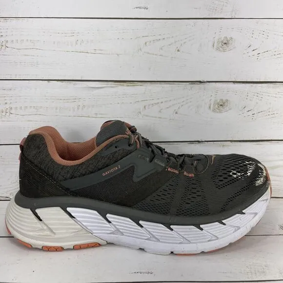 Hoka One One Gaviota 2 Running Shoes Womens Size 9 Gray Peach Athletic Sneakers