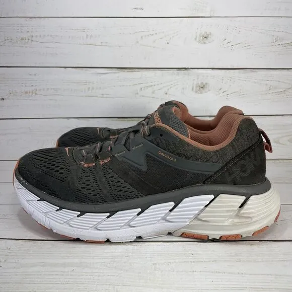 Hoka One One Gaviota 2 Running Shoes Womens Size 9 Gray Peach Athletic Sneakers