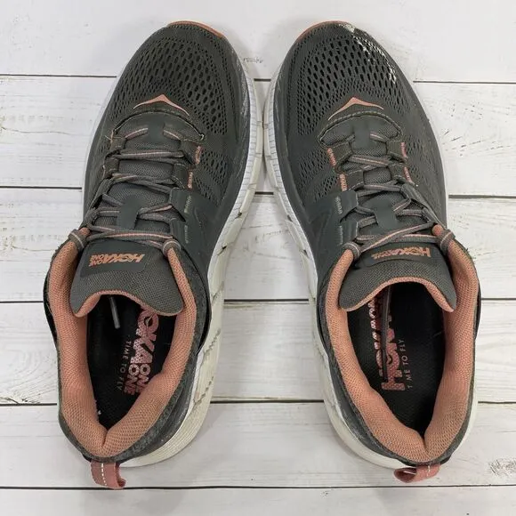 Hoka One One Gaviota 2 Running Shoes Womens Size 9 Gray Peach Athletic Sneakers