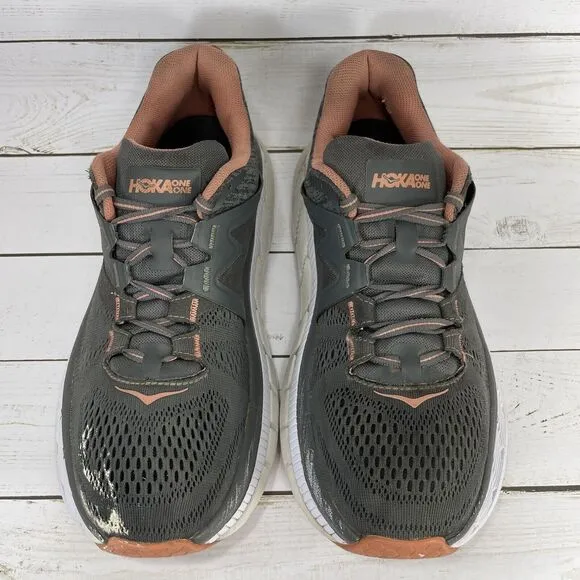 Hoka One One Gaviota 2 Running Shoes Womens Size 9 Gray Peach Athletic Sneakers