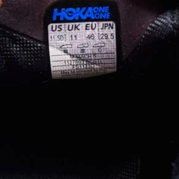 Hoka One One Mach 5 Black Running Men's Shoes. Sz.11.5