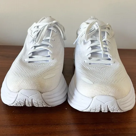 Hoka One One Men's Bondi 8 Triple White Running Sneakers Shoes Size 13D Chunky