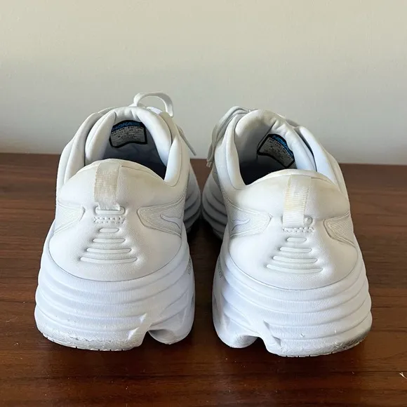 Hoka One One Men's Bondi 8 Triple White Running Sneakers Shoes Size 13D Chunky