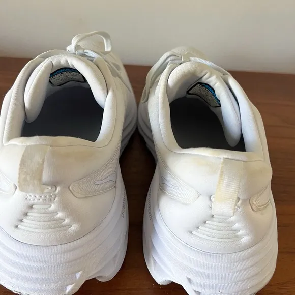 Hoka One One Men's Bondi 8 Triple White Running Sneakers Shoes Size 13D Chunky