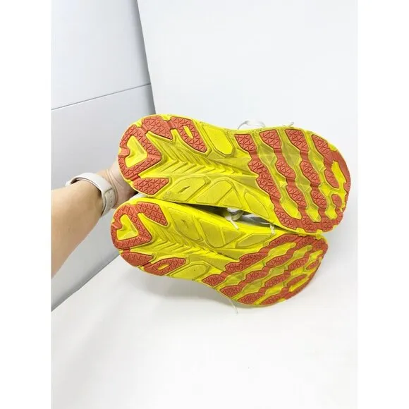Hoka One One Mens Clifton 8 Running Shoes White Yellow 1121374 BDBI Size 11.5
