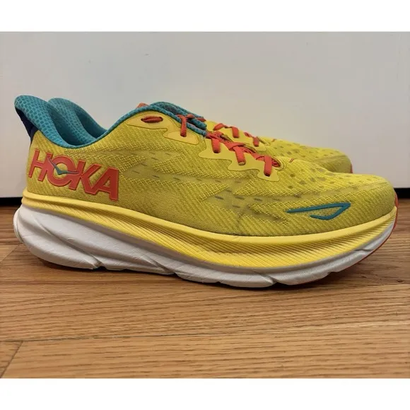 Hoka One One Men's Clifton 9 Passion Fruit Maize Running Shoes Sneakers Size 14