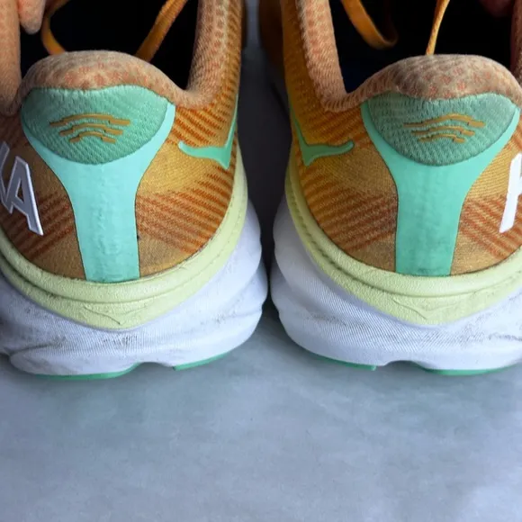 Hoka One One Mens Clifton  Orange Running Shoes Size 10.5 D