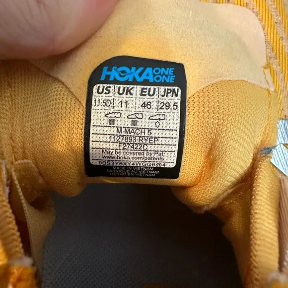 Hoka One One Men's Mach 5 Running Sneaker Shoes, Size 11.5 D(M) US