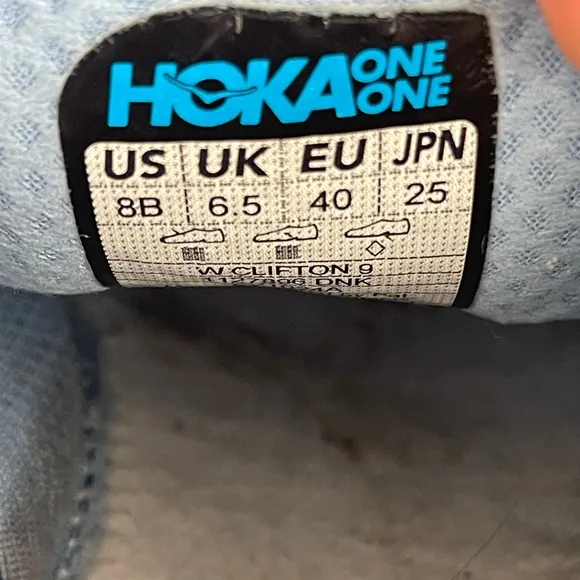 Hoka Women’s Clifton 9 Women’s Sz 8 Blue Pink Running Shoes Athletic Trainers