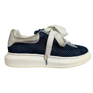 Hollie Watman Seeing Spots in Navy &amp; Silver Tennis Shoes Size 9