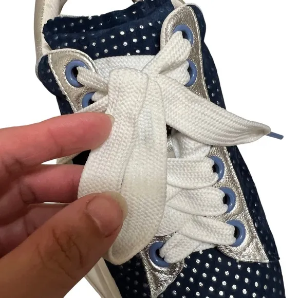 Hollie Watman Seeing Spots in Navy &amp; Silver Tennis Shoes Size 9