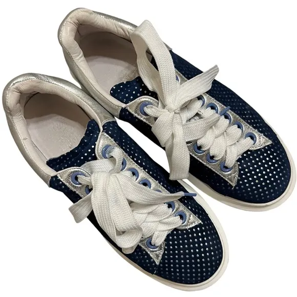 Hollie Watman Seeing Spots in Navy &amp; Silver Tennis Shoes Size 9