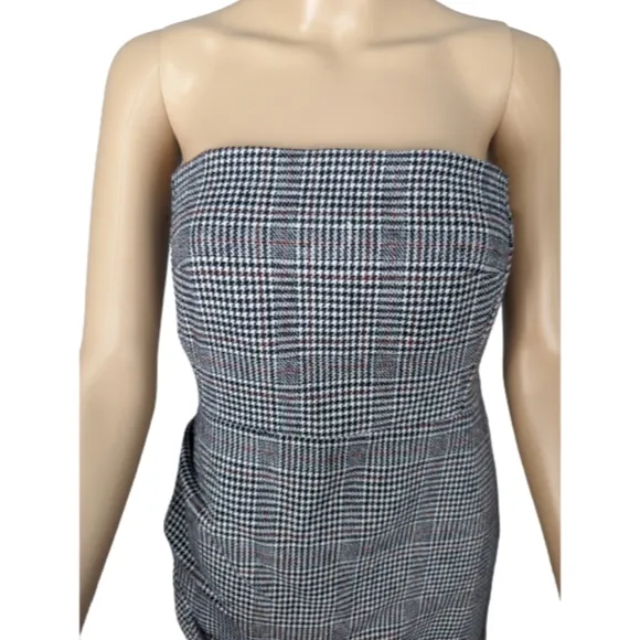 House Of Harlow 1960 Houndstooth Ruched Strapless Dress S