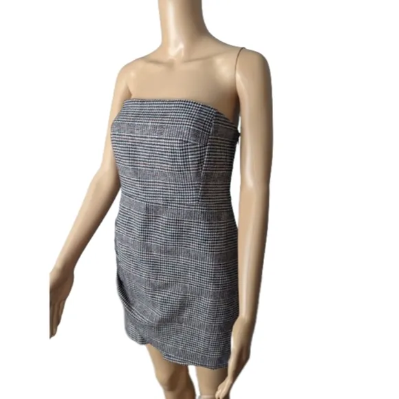 House Of Harlow 1960 Houndstooth Ruched Strapless Dress S
