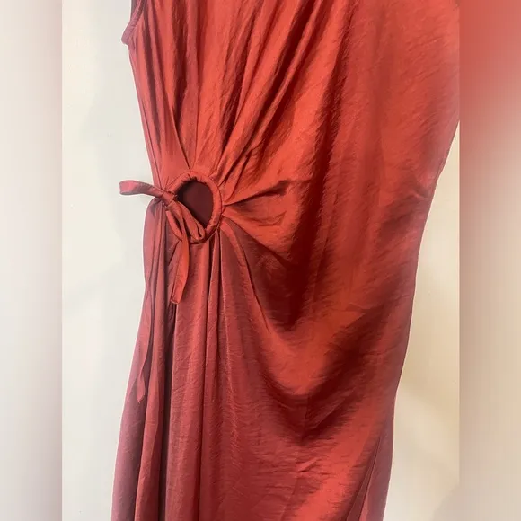 House of Harlow 1960 / Ruched Side Cut-out Satin Maxi Dress /Black sz L