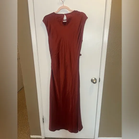 House of Harlow 1960 / Ruched Side Cut-out Satin Maxi Dress /Black sz L