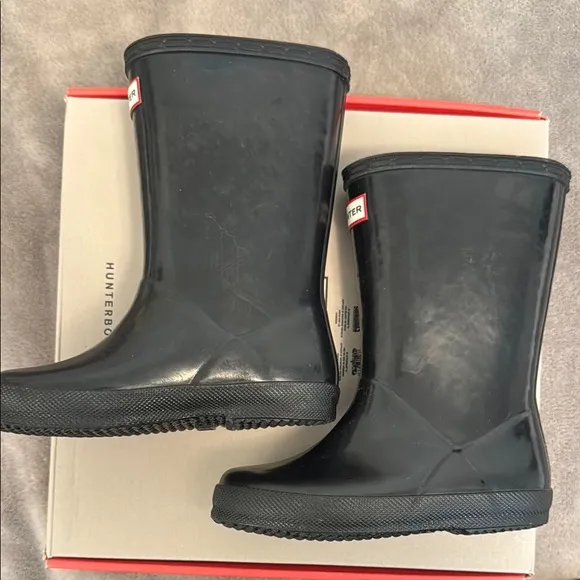 Hunter Gloss Black Kids' Rain boots - Size 11M