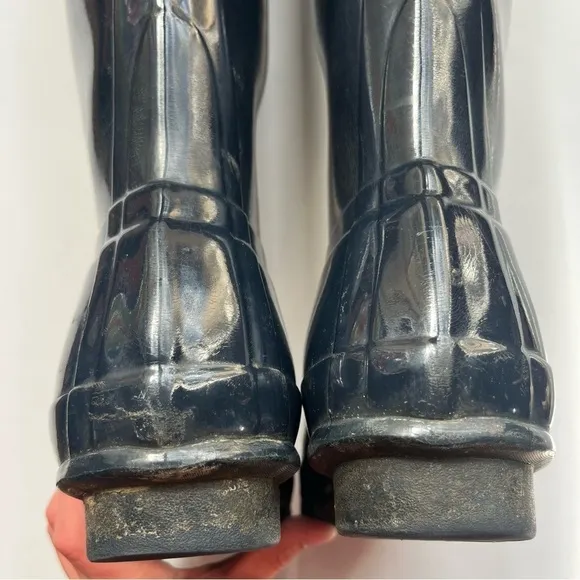 Hunter Original Tall Gloss Rain Boots Blue Size 8