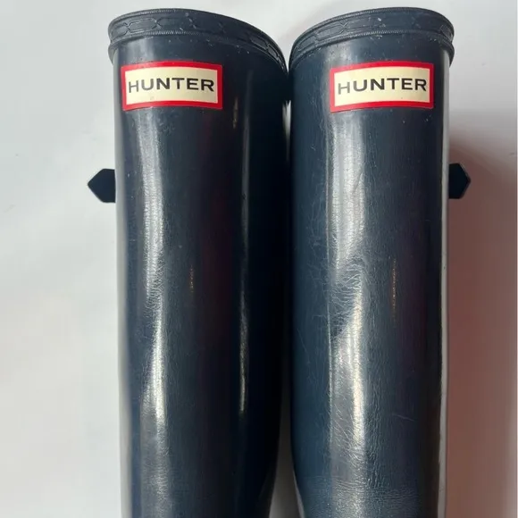 Hunter Original Tall Gloss Rain Boots Blue Size 8