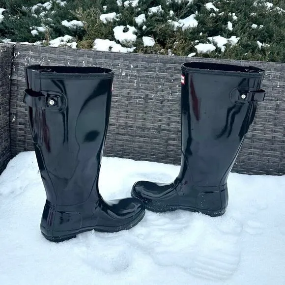 Hunter Women's Original Back Adjustable Gloss Tall Waterproof Rain Boots Size 7