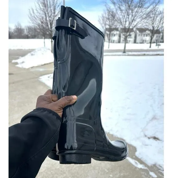 Hunter Women's Original Back Adjustable Gloss Tall Waterproof Rain Boots Size 7