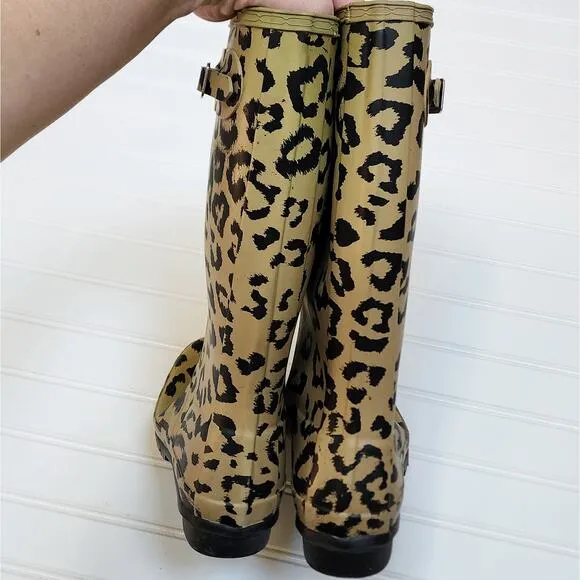 Hunter Youth Leopard Print Original Rain Boots