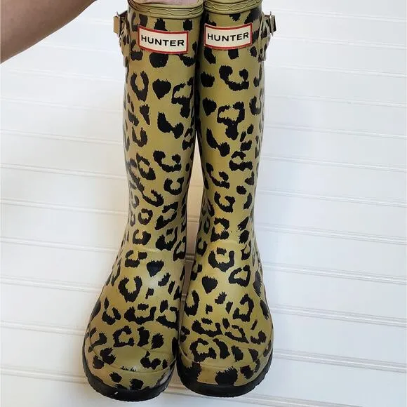 Hunter Youth Leopard Print Original Rain Boots