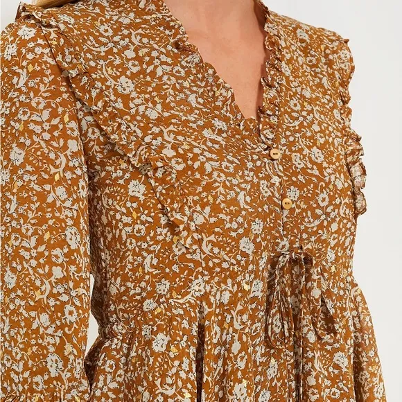 HYACINTH HOUSE Chestnut Floral Long Sleeve Liza Dress