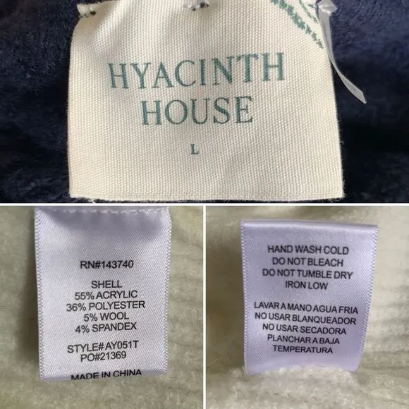 Hyacinth House Diamond Demi Turtleneck Sweater Navy &amp; Cream Size Large