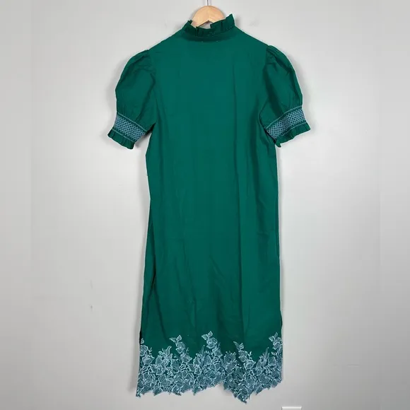 HYACINTH HOUSE Green &amp; Baby Blue Embroidery Eliza Midi Dress