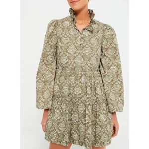 Hyacinth House Moss Printed Russell Mini Olive Dress Tuckernuck NWT Xsmall