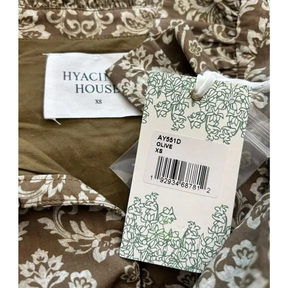 Hyacinth House Moss Printed Russell Mini Olive Dress Tuckernuck NWT Xsmall