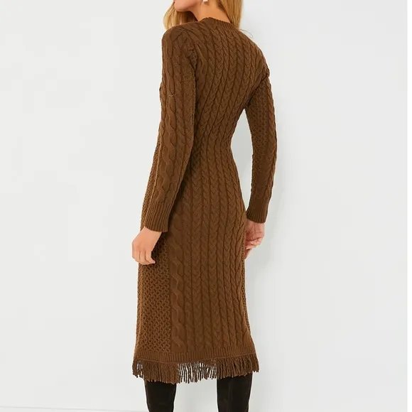 HYACINTH HOUSEBrown Freya Fringe Sweater Dress