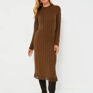 HYACINTH HOUSEBrown Freya Fringe Sweater Dress