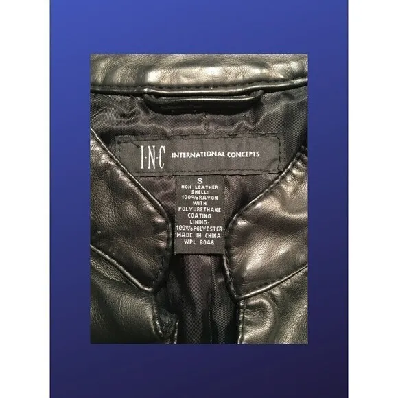 I.N.C. INTERNATIONAL CONCEPTS 100% Faux Leather RUFFLED Jacket, Size S, EUC