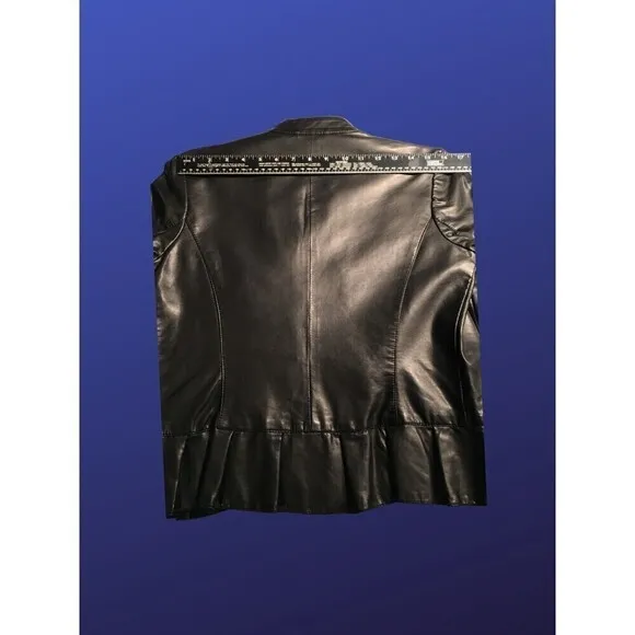 I.N.C. INTERNATIONAL CONCEPTS 100% Faux Leather RUFFLED Jacket, Size S, EUC