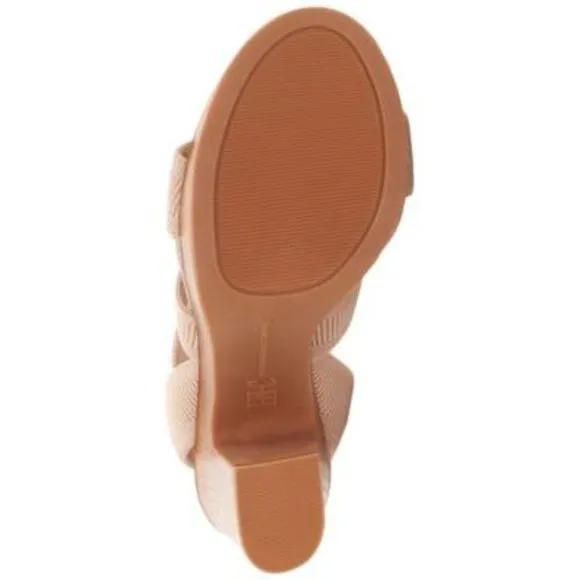 INC Womens Pink 1/2&quot; Platform Ribbed Roesia Round Block Heel Slip On Sandals 9 M