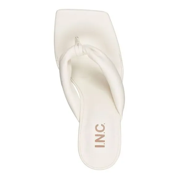 INC Womens White Puffed Straps Sagee Toe Stiletto Slip On Thong Sandals 9 M