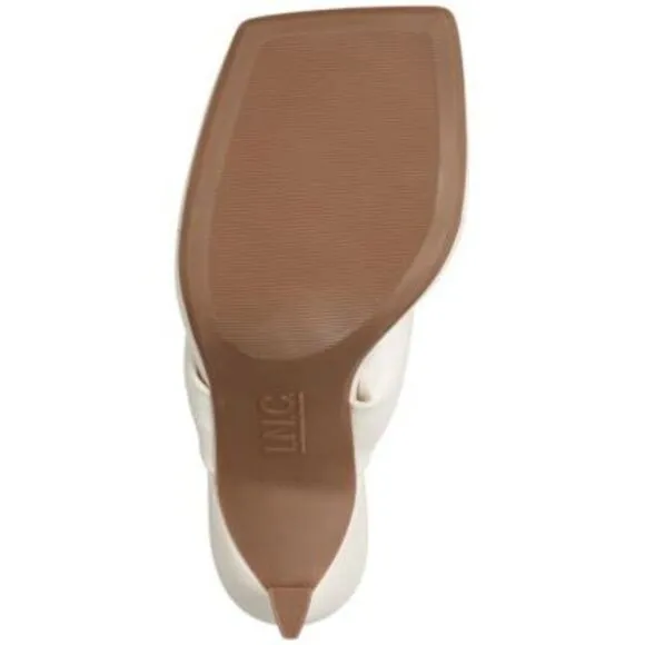 INC Womens White Puffed Straps Sagee Toe Stiletto Slip On Thong Sandals 9 M