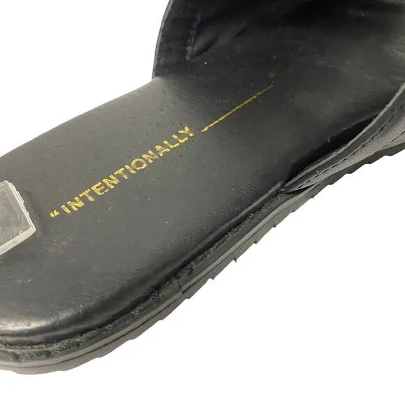 Intentionally Blank Womens Size 6 Black Slip On Lace Up Sandals Flats