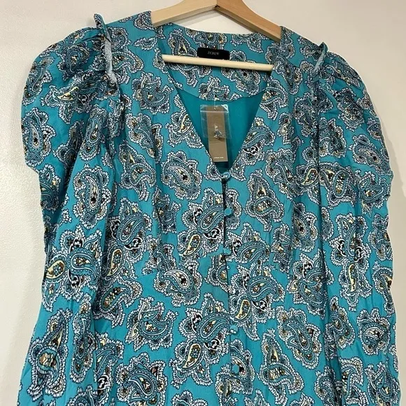 J Crew Drapey Puff Sleeve Dress in Paisley Bunch 6
